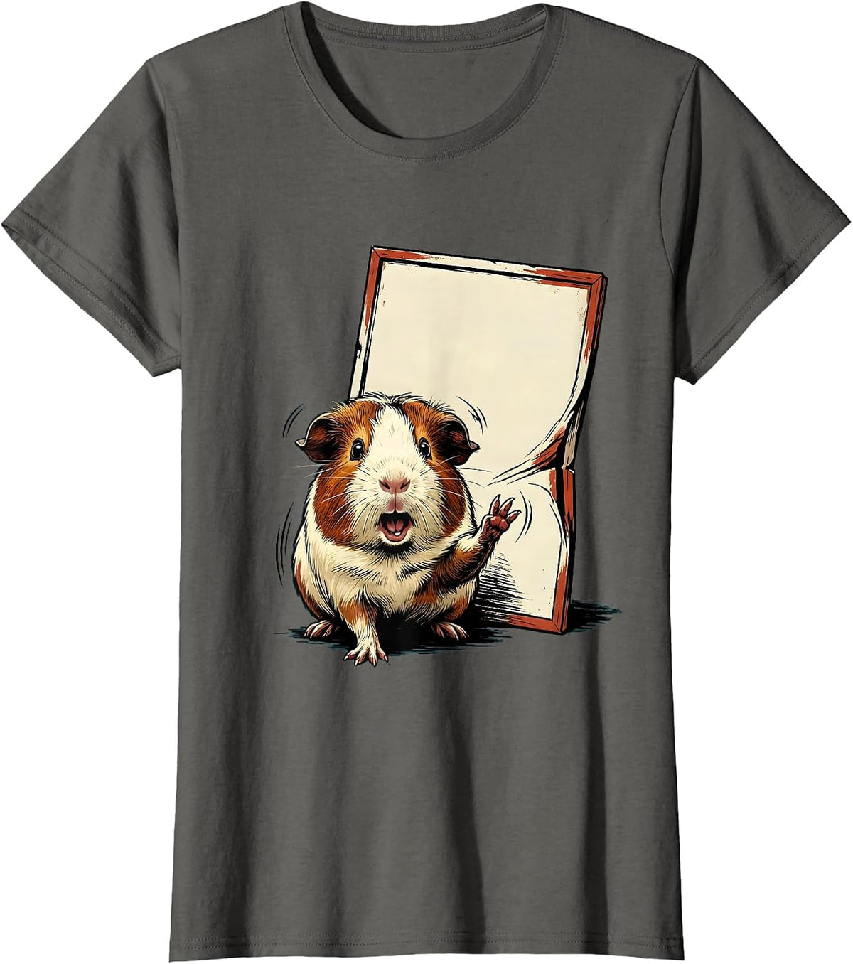 Women's Guinea Pig Showcard Sign Cavy Lover Humor T-Shirt - Asphalt Grey