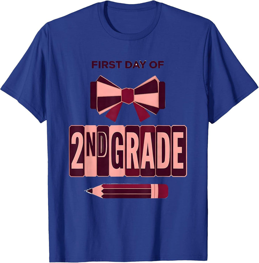 First Day Of 2nd Grade Coquette Bow Back To School Girl T-Shirt - Royal Blue