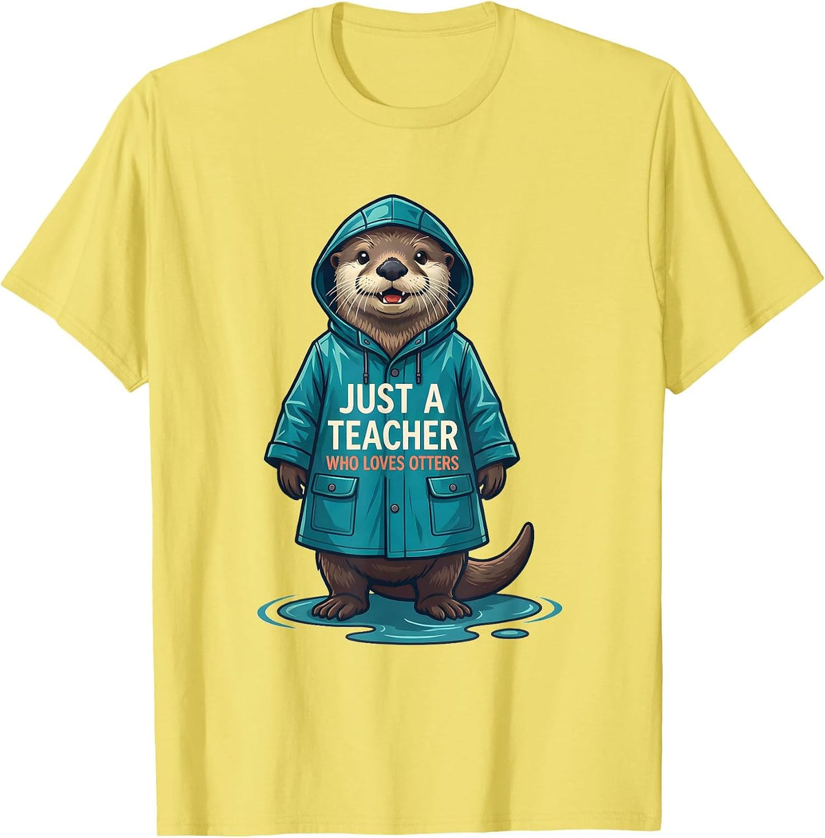 Men's Just A Teacher Who Loves Otters Funny Otter Lover Humor T-Shirt - Lemon Yellow