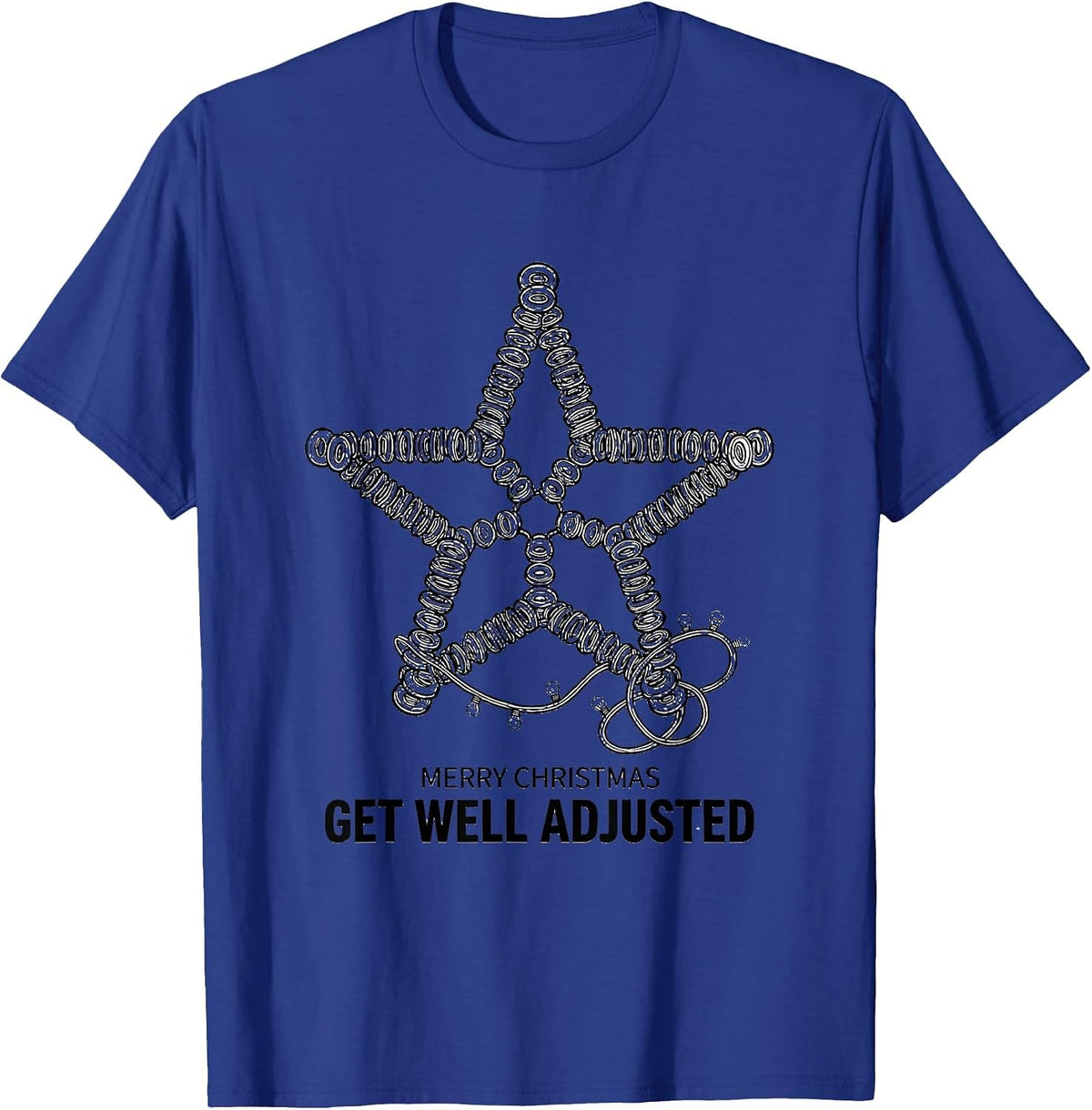 Men's Merry Christmas, Get Well Adjusted Funny Chiropractor T-Shirt - Royal Blue