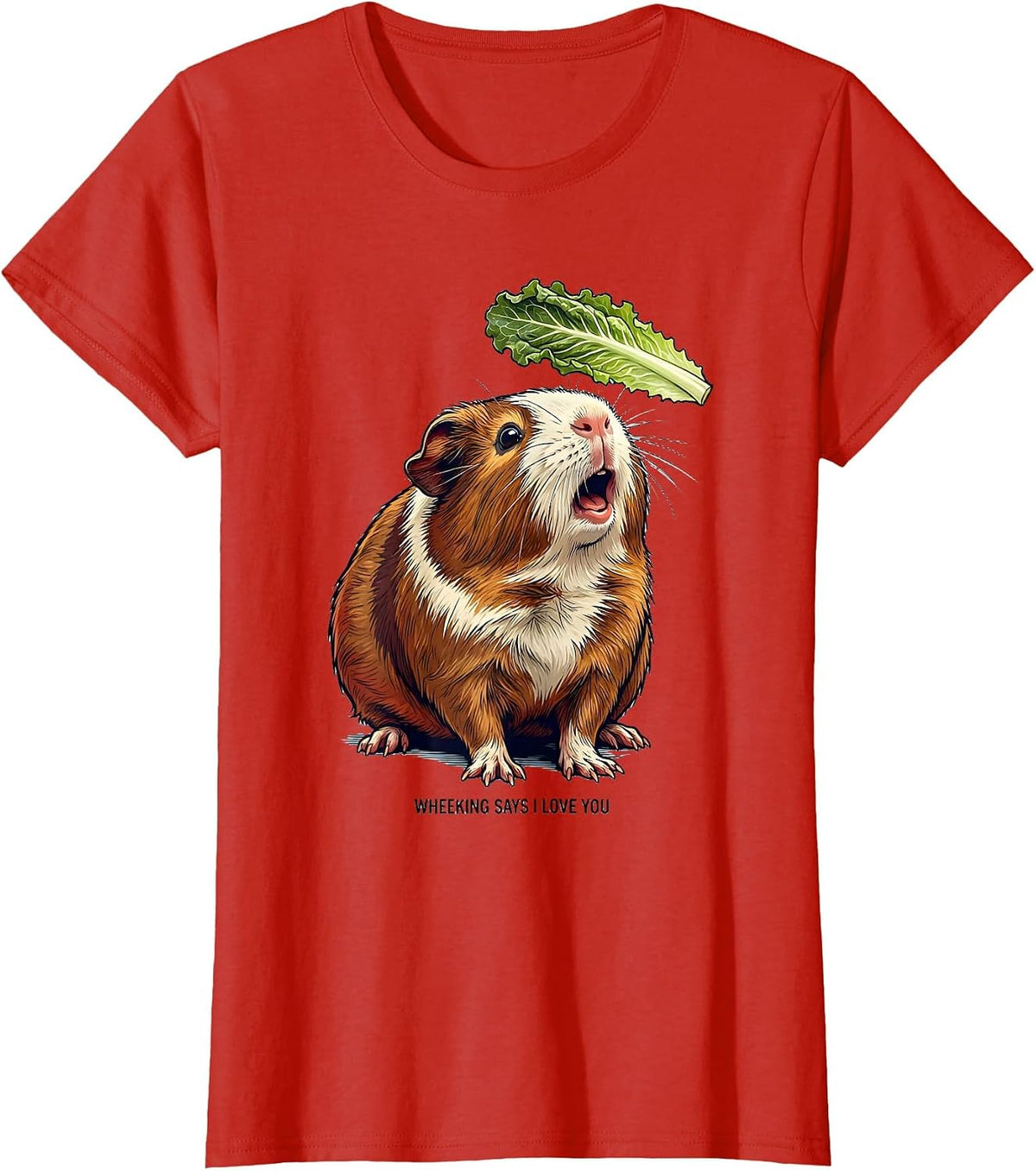 Wheeking Says I Love You Funny Guinea Pig Cavy Lover Gift T-Shirt - Red