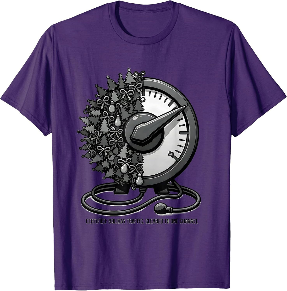 Men's Certified: Holiday Traffic, Cleared To One Channel Funny T-Shirt - Purple