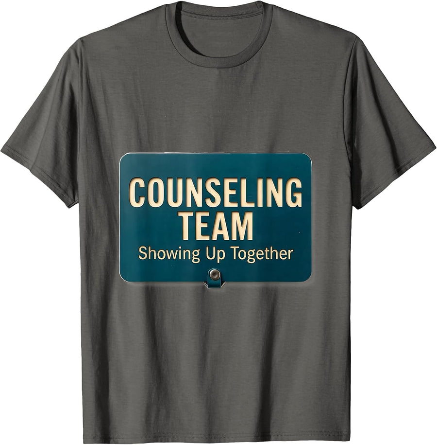Counseling Team Showing Up Together School Counselor T-Shirt - Asphalt Grey