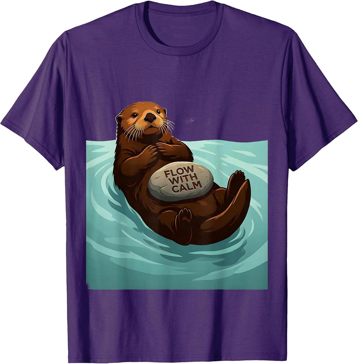 Flow With Calm Cute Sea Otter Lover Gift T-Shirt - Purple
