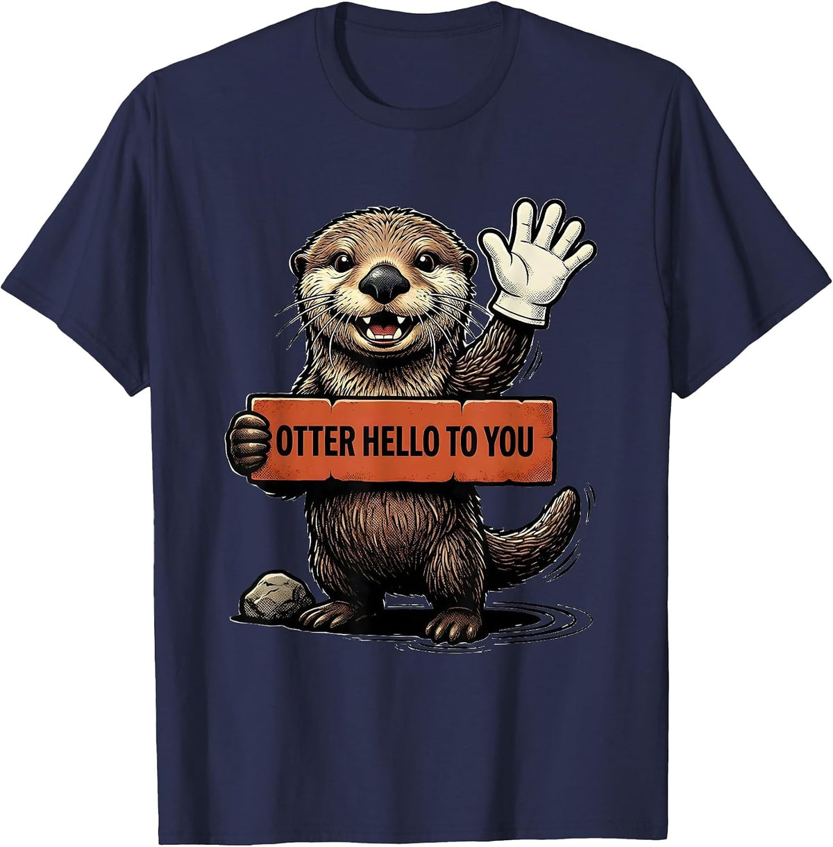 Men's Otter Hello To You Funny Sea Otter Lover Gift T-Shirt - Navy Blue