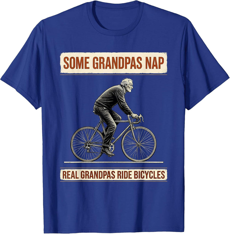 Some Grandpas Nap, Real Grandpas Ride Bicycles Vintage T-Shirt - Royal Blue