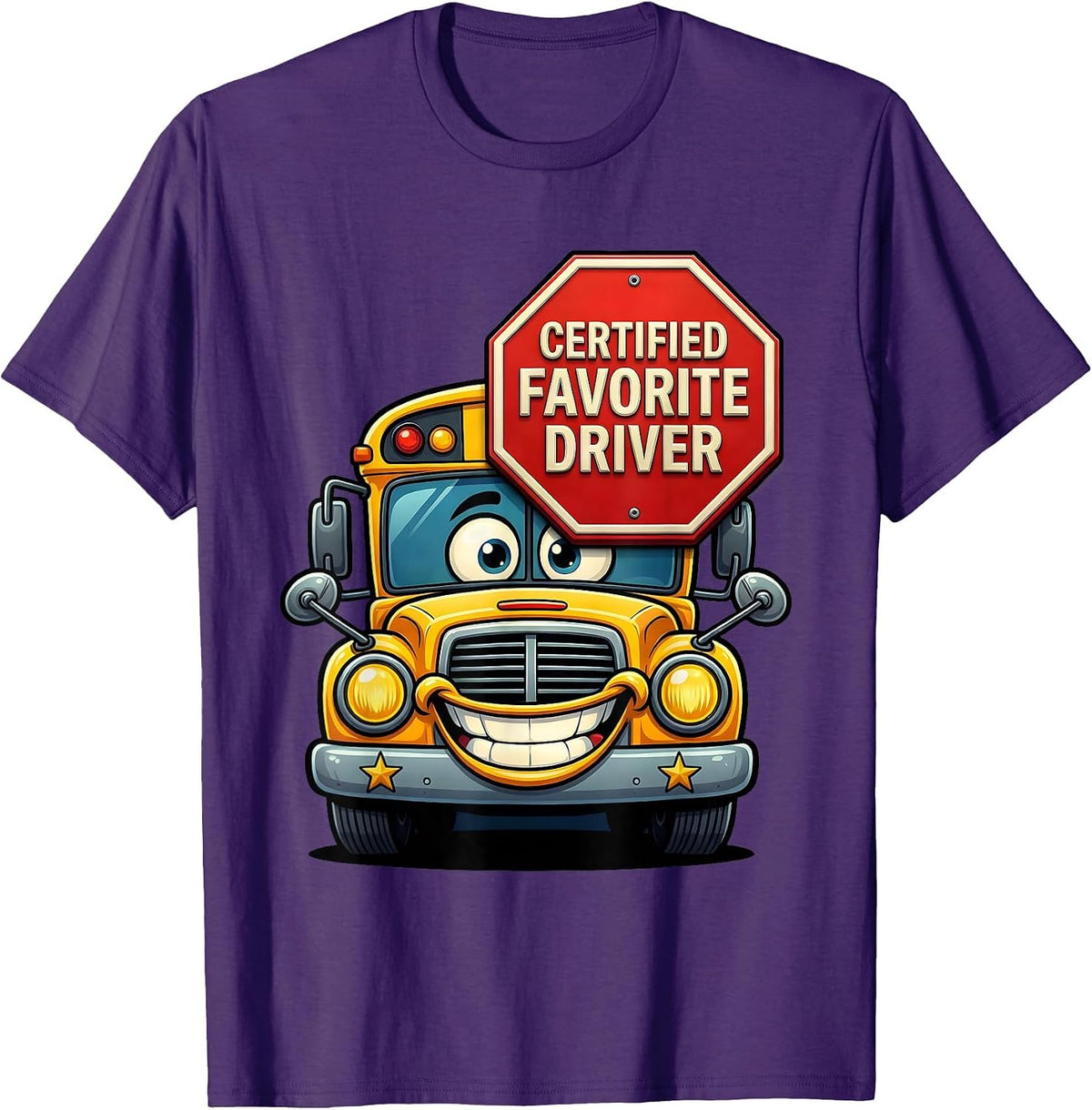 Men's Certified Favorite Driver Funny School Bus Driver T-Shirt - Purple