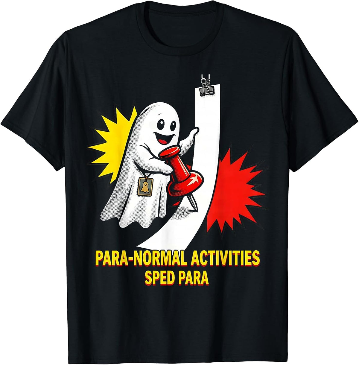 Men's Para-Normal Activities SPED Para Funny Ghost Halloween T-Shirt - Black