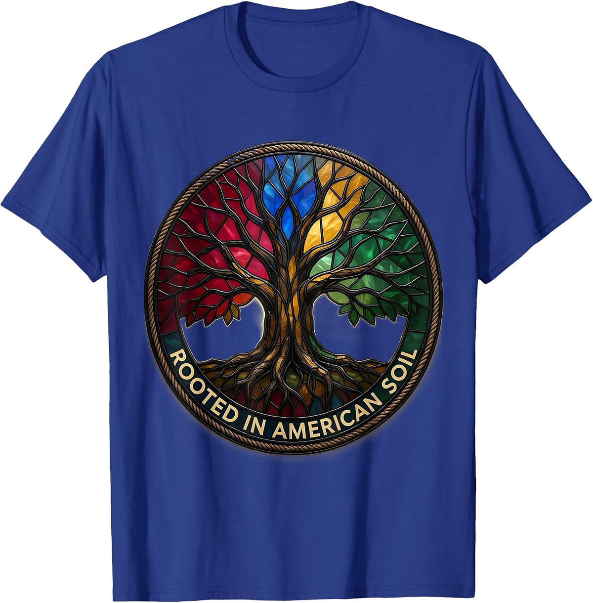 Men's Rooted in American Soil Patriotic Design T-Shirt - Royal Blue