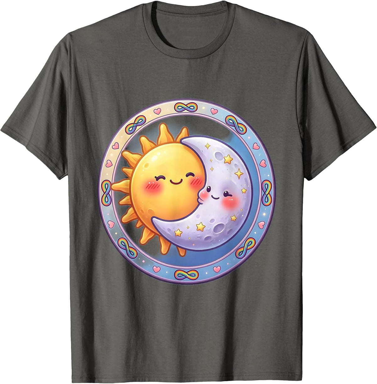 Men's Autism Awareness Sun and Moon Shared Orbit Design T-Shirt - Asphalt Grey