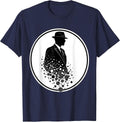 Polka Dot Suit Dissolving Into Confetti Art T-Shirt - Navy Blue