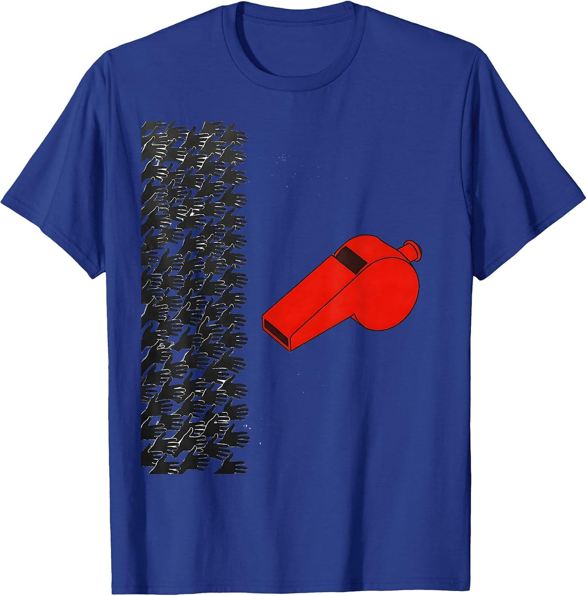 Men's Whistle And Hands Minimalist PE Teacher Back To School T-Shirt - Royal Blue