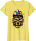 Bear Animal Lover Cute Mardi Gras Carnival Jester T-Shirt, Women, Lemon Yellow, XX-Large - As Pictured