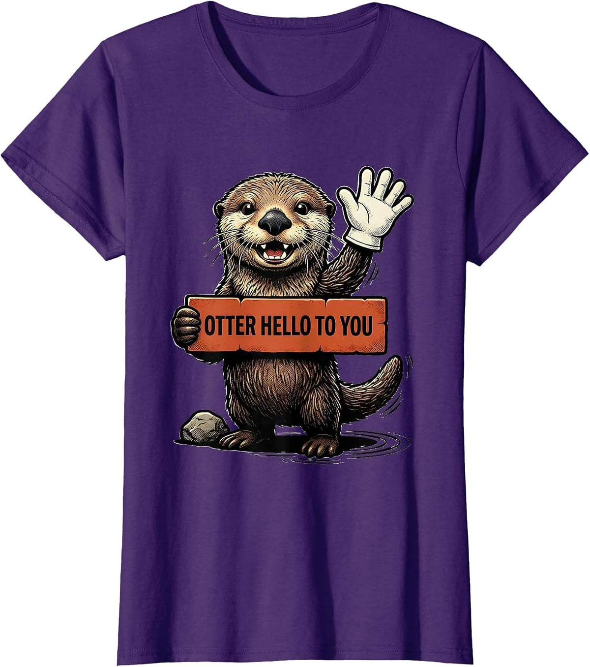 Women's Otter Hello To You Funny Sea Otter Lover Gift T-Shirt - Purple