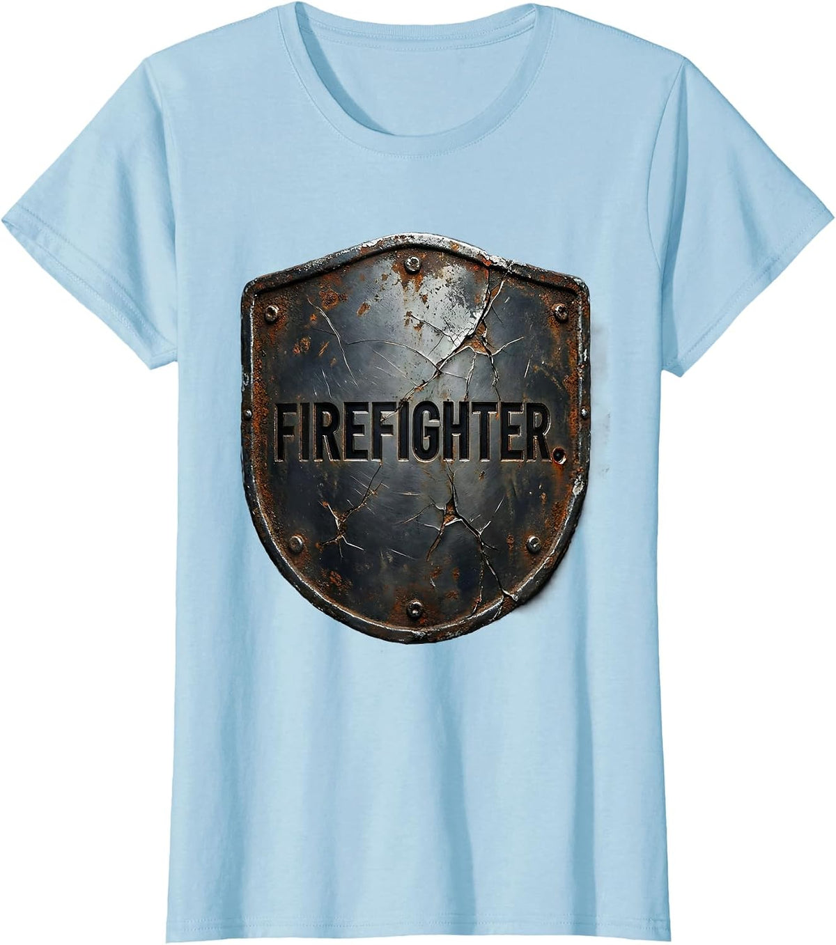 Firefighter Distressed Novelty Statement Humor T-Shirt - Baby Blue