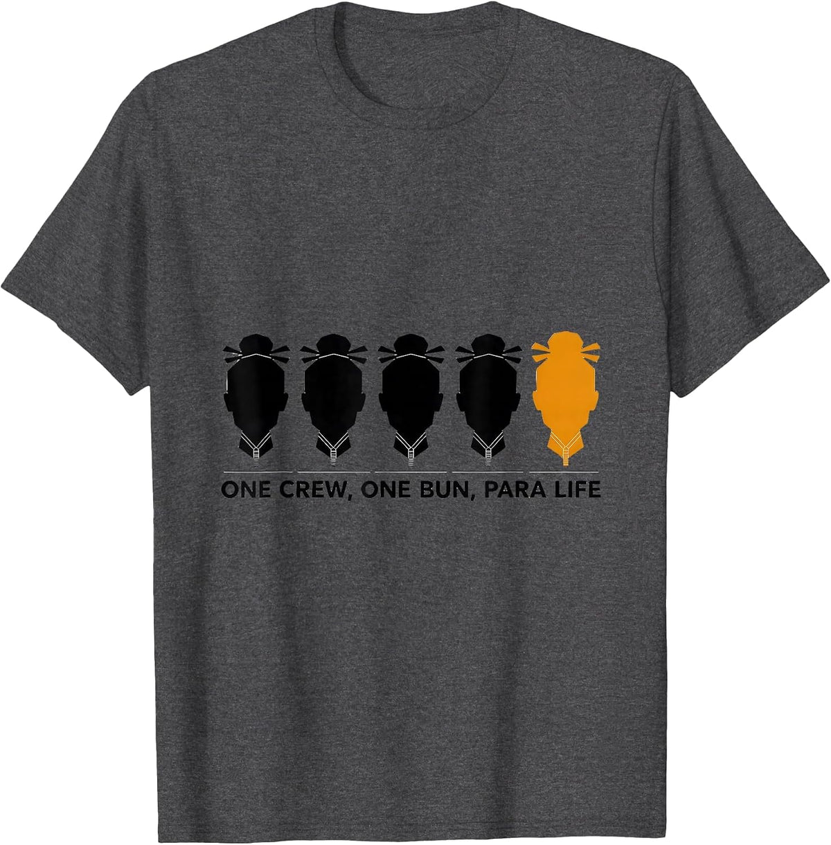 Men's One Crew One Bun Para Life Funny Teacher Para Crew Work T-Shirt - Dark Heather Grey