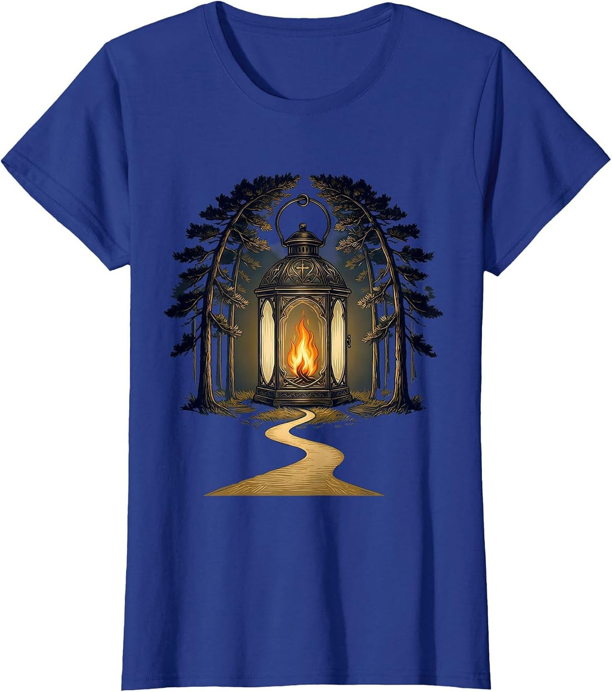 Women's Glowing Lantern Dark Forest Path Sped Teacher T-Shirt - Royal Blue