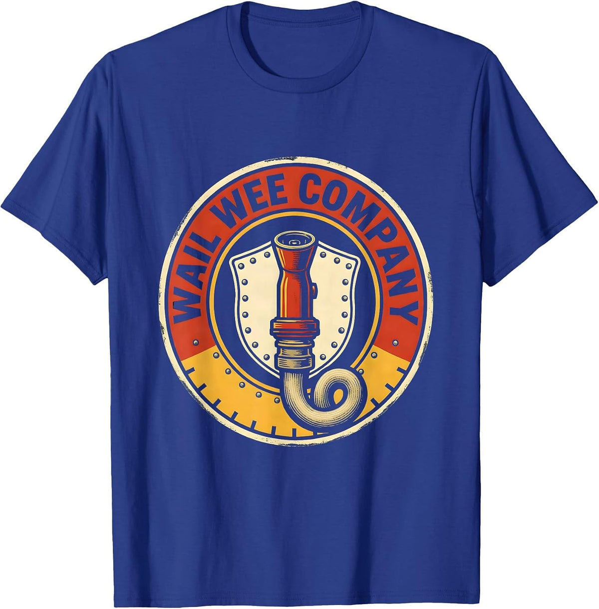 Men's Wail Wee Company Funny Firefighter Badge Emblem Firefighter T-Shirt - Royal Blue