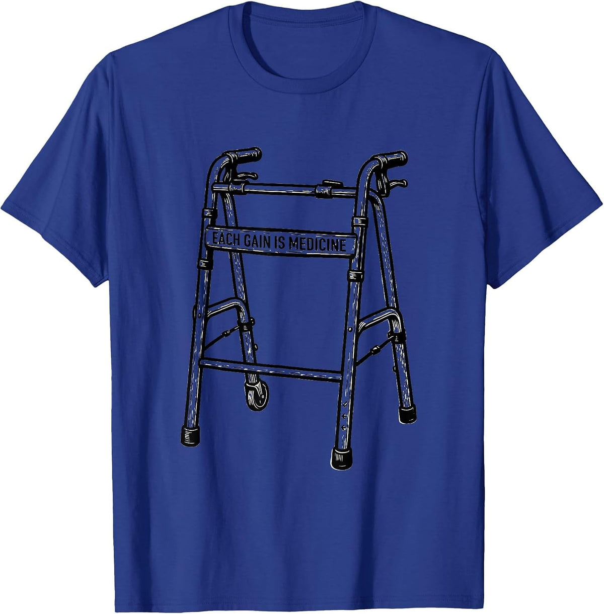 Each Gain Is Medicine Line Art Physical Therapy PT Gift T-Shirt - Royal Blue