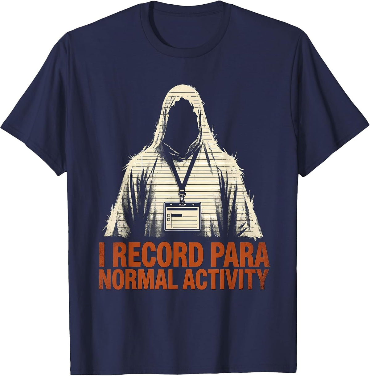 I Record Para Normal Activity Rubber Stamp Ghost Halloween T-Shirt - Navy Blue