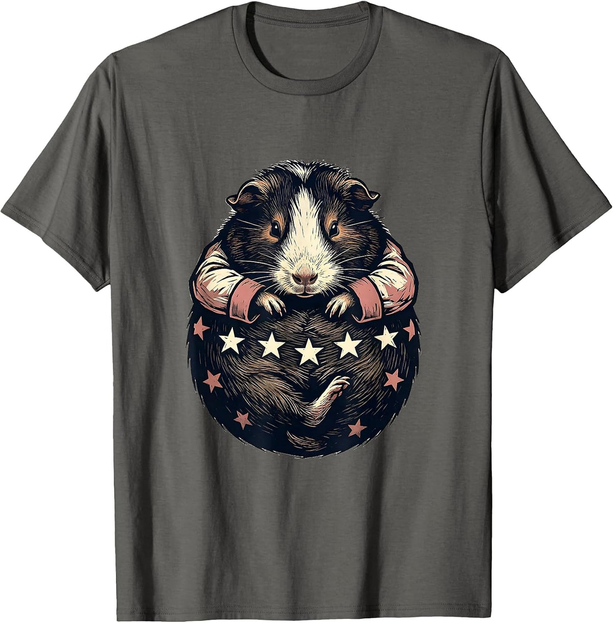 Sleepy Guinea Pig Funny Pajama Pet Lover T-Shirt - Asphalt Grey