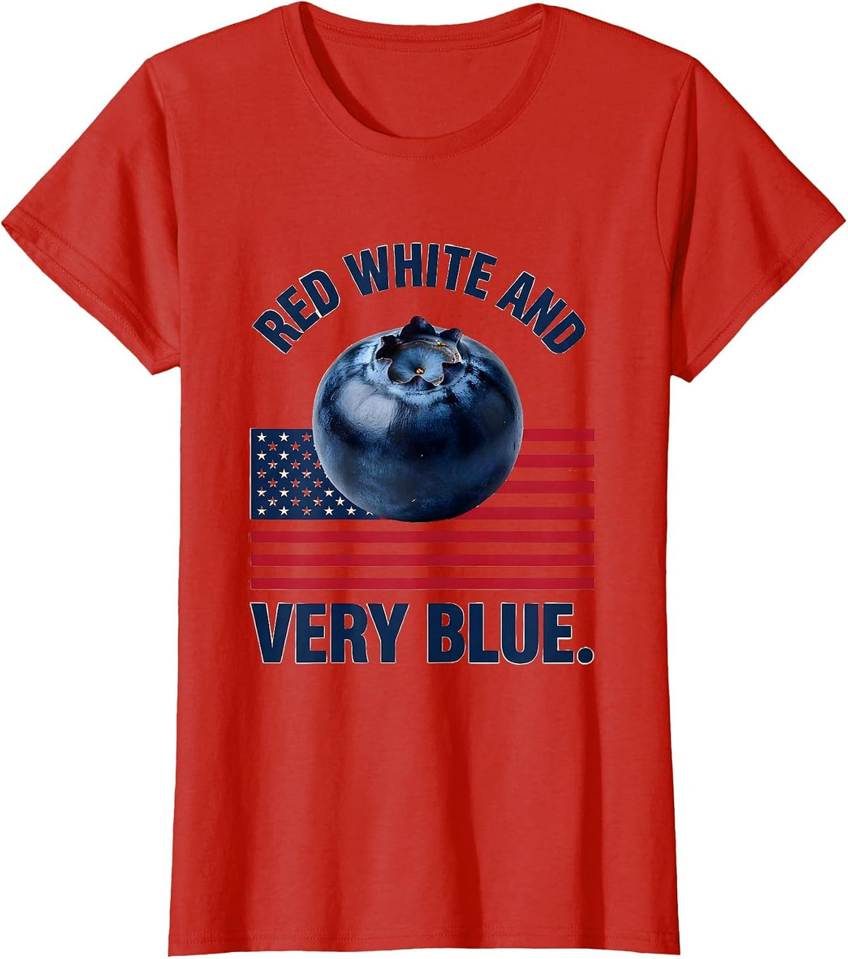 Women's Red White and Very Blue Berry Patriotic Design T-Shirt - Red