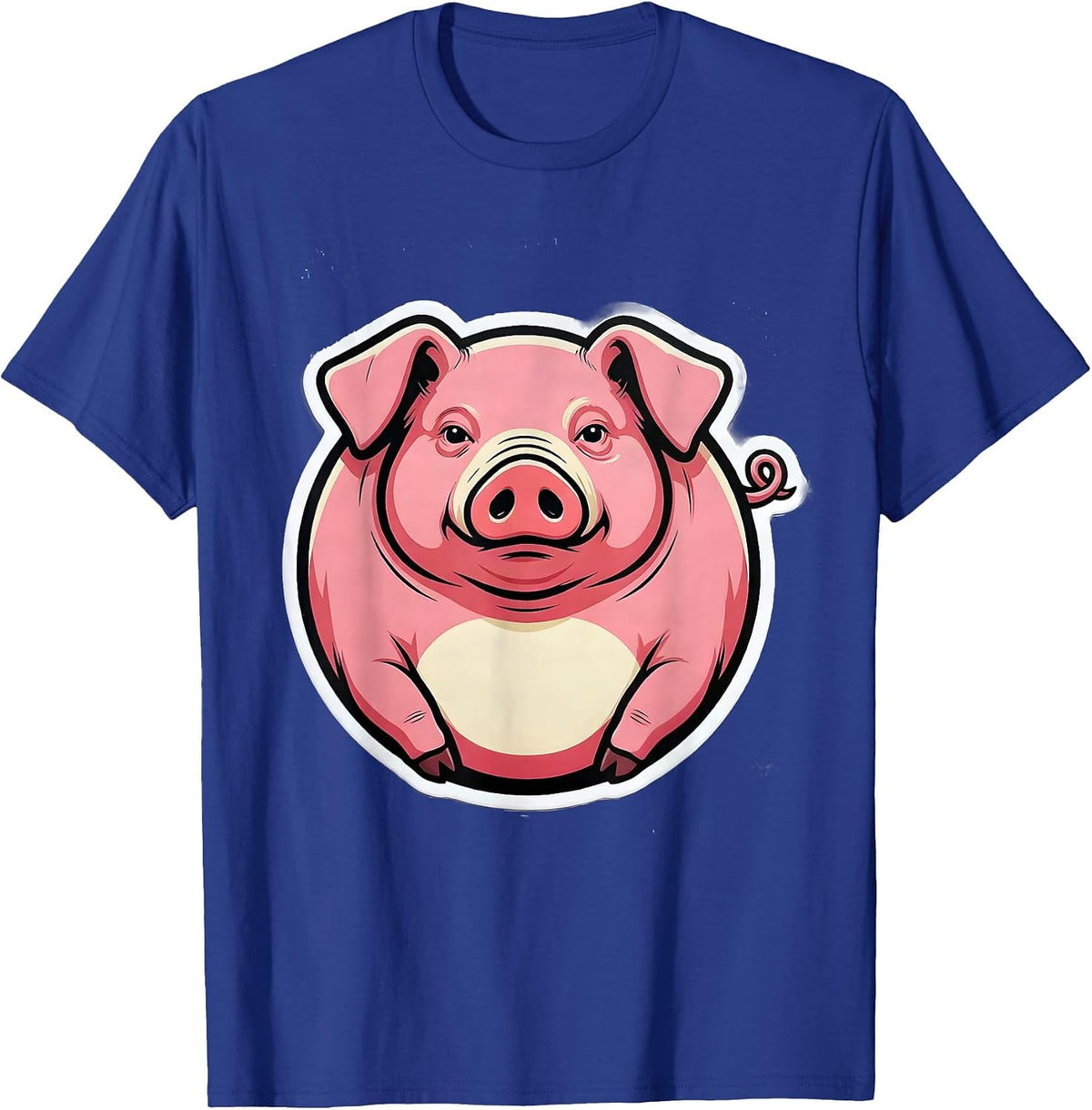 Pig Lover Sticker Farm Animal Humor Casual Wear T-Shirt - Royal Blue