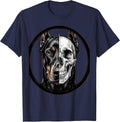 Doberman Split Anatomy Face Graphic Design T-Shirt - Navy Blue