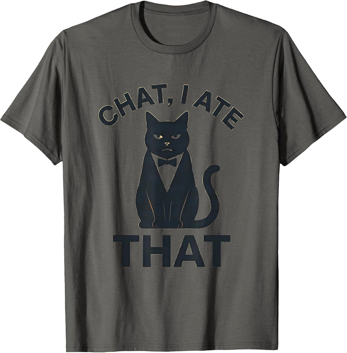 Chat I Ate That Funny Cat Meme Humor Cat Owner Gift T-Shirt - Asphalt Grey