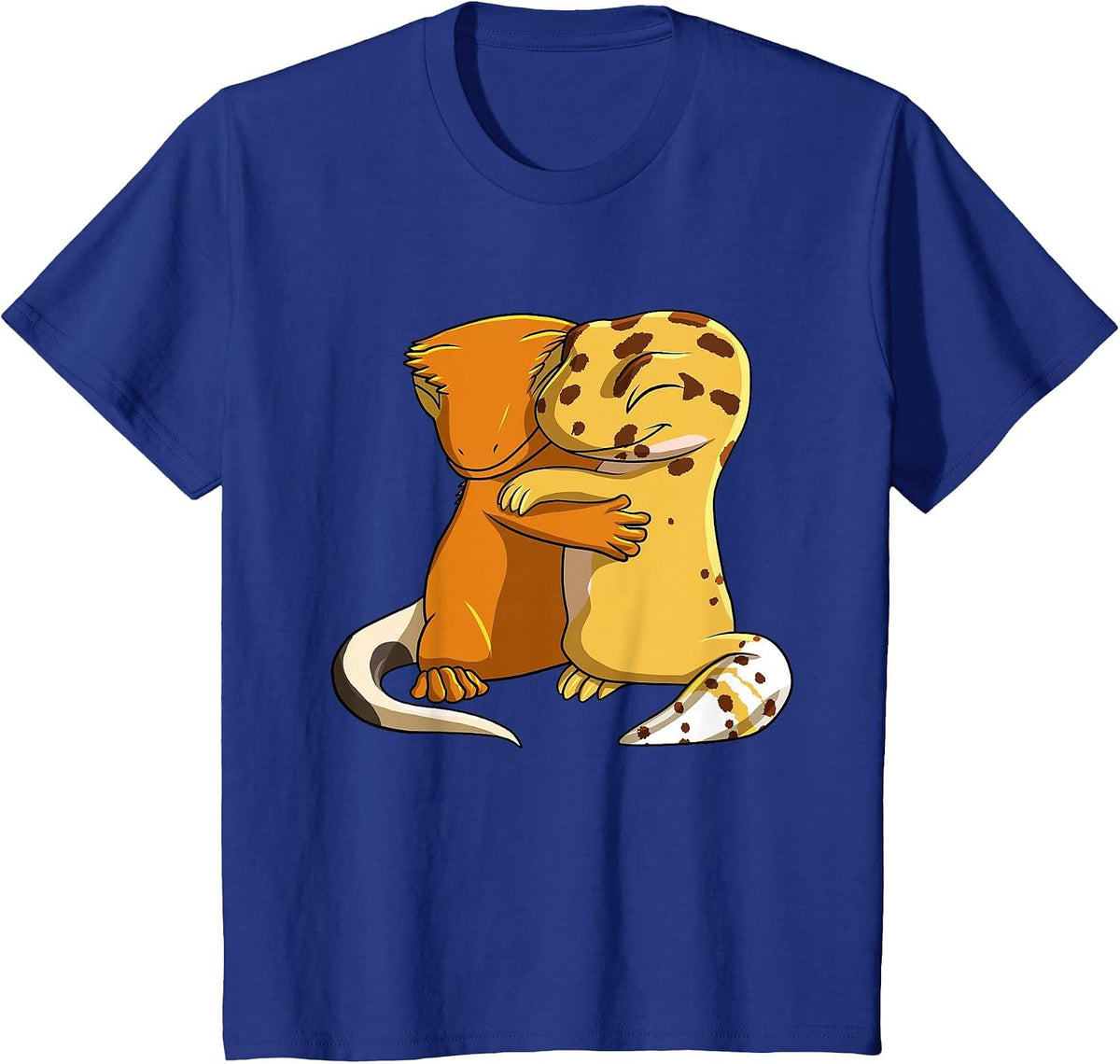 Leopard Gecko Hugging Crown Gecko T-Shirt - Royal Blue