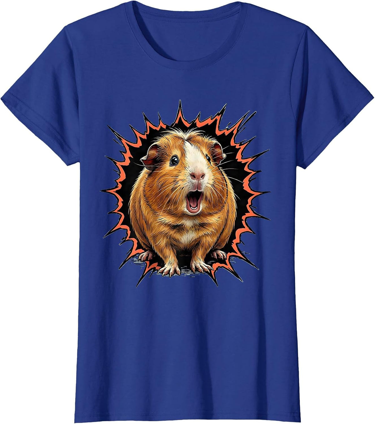 Women's Rounded Tailless Guinea Pig Funny Pet Lover Humor T-Shirt - Royal Blue