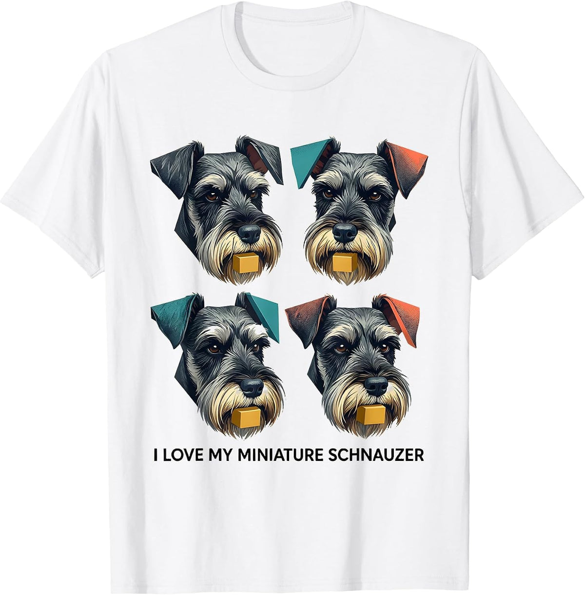 Men's I Love My Miniature Schnauzer Funny Schnauzer Lover Pet T-Shirt - White