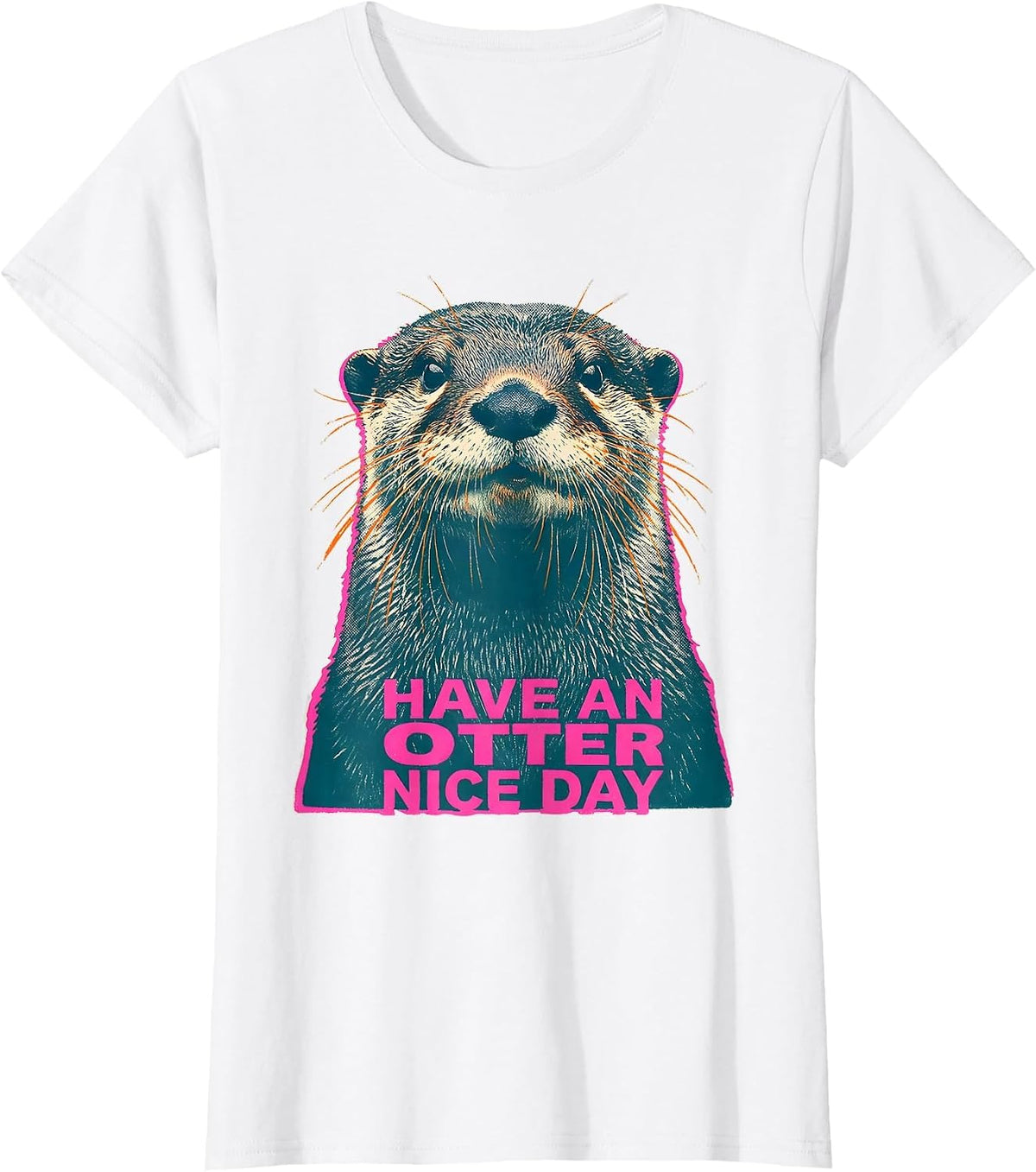 Have An Otter Nice Day Risograph Cute Otter Lover Humor T-Shirt - White