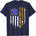 Vintage USA Flag World's Greatest US Coast Guard Veteran Dad T-Shirt - Navy Blue