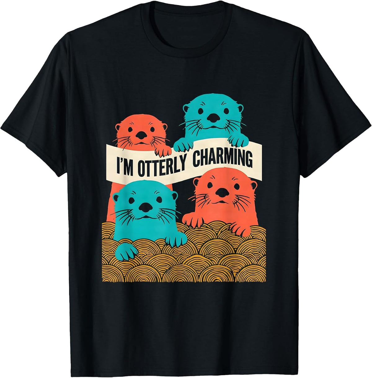 Men's I'm Otterly Charming Funny Otter Lover Sea Animal Humor T-Shirt - Black