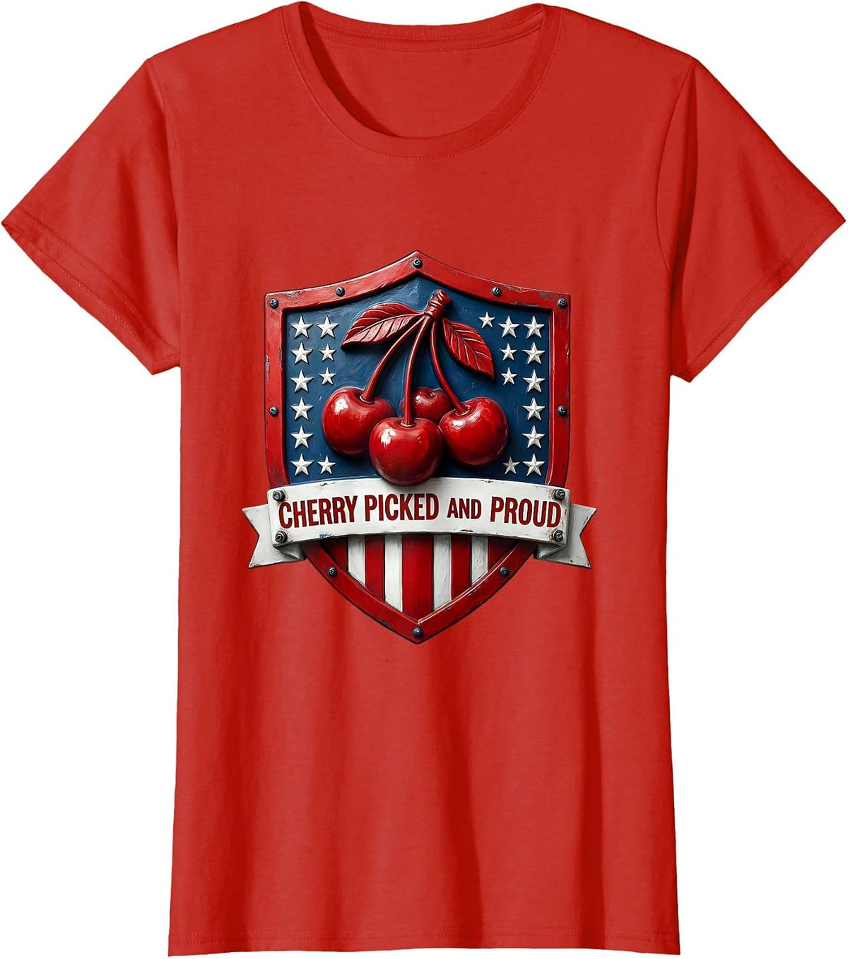 Cherry Picked and Proud Fruit Lover Design T-Shirt - Red