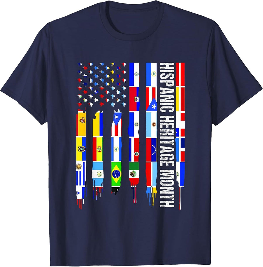 National Hispanic Heritage Month t Shirt All Countries T-Shirt - Navy Blue