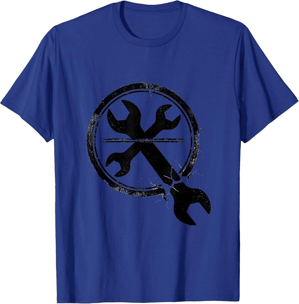 Men's Mechanic Seal Wrench Rubber Stamp Auto Shop Humor T-Shirt - Royal Blue