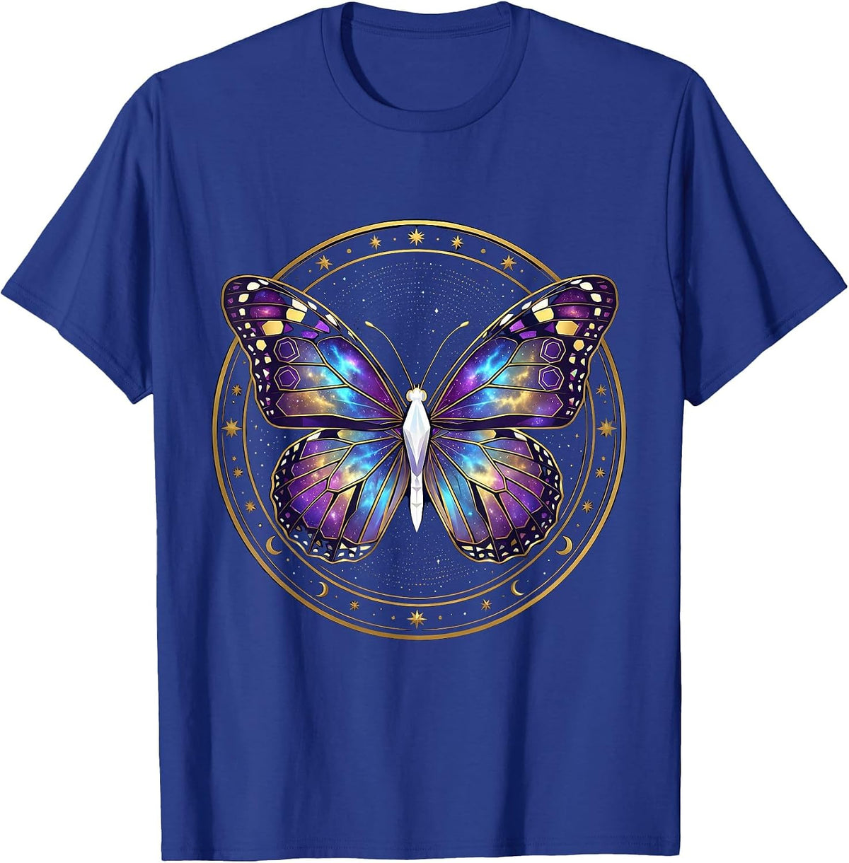 Autism Awareness Rainbow Geometric Butterfly T-Shirt - Royal Blue