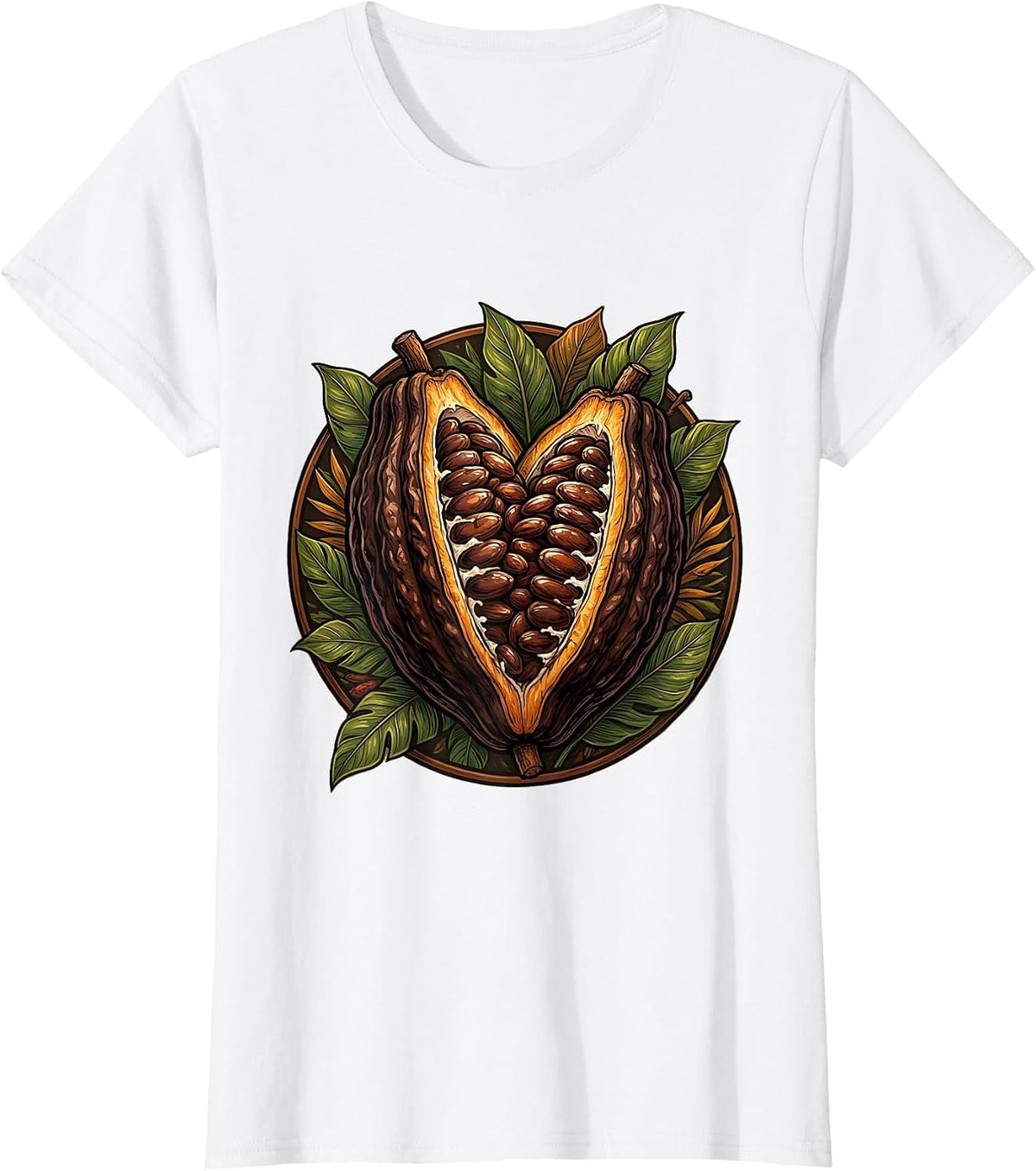 Venezuela Cacao Pod Split Open Seeds Illustration T-Shirt - White