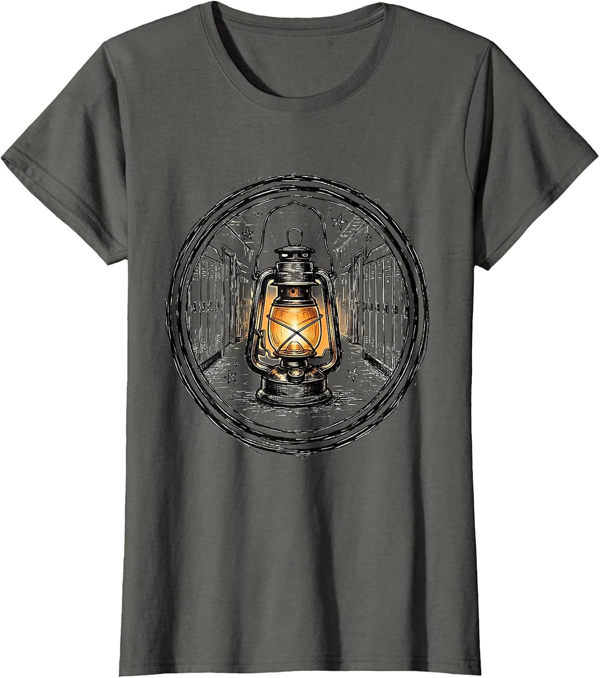 Women's Glowing Hallway Lantern Sped Teacher Gift T-Shirt - Asphalt Grey