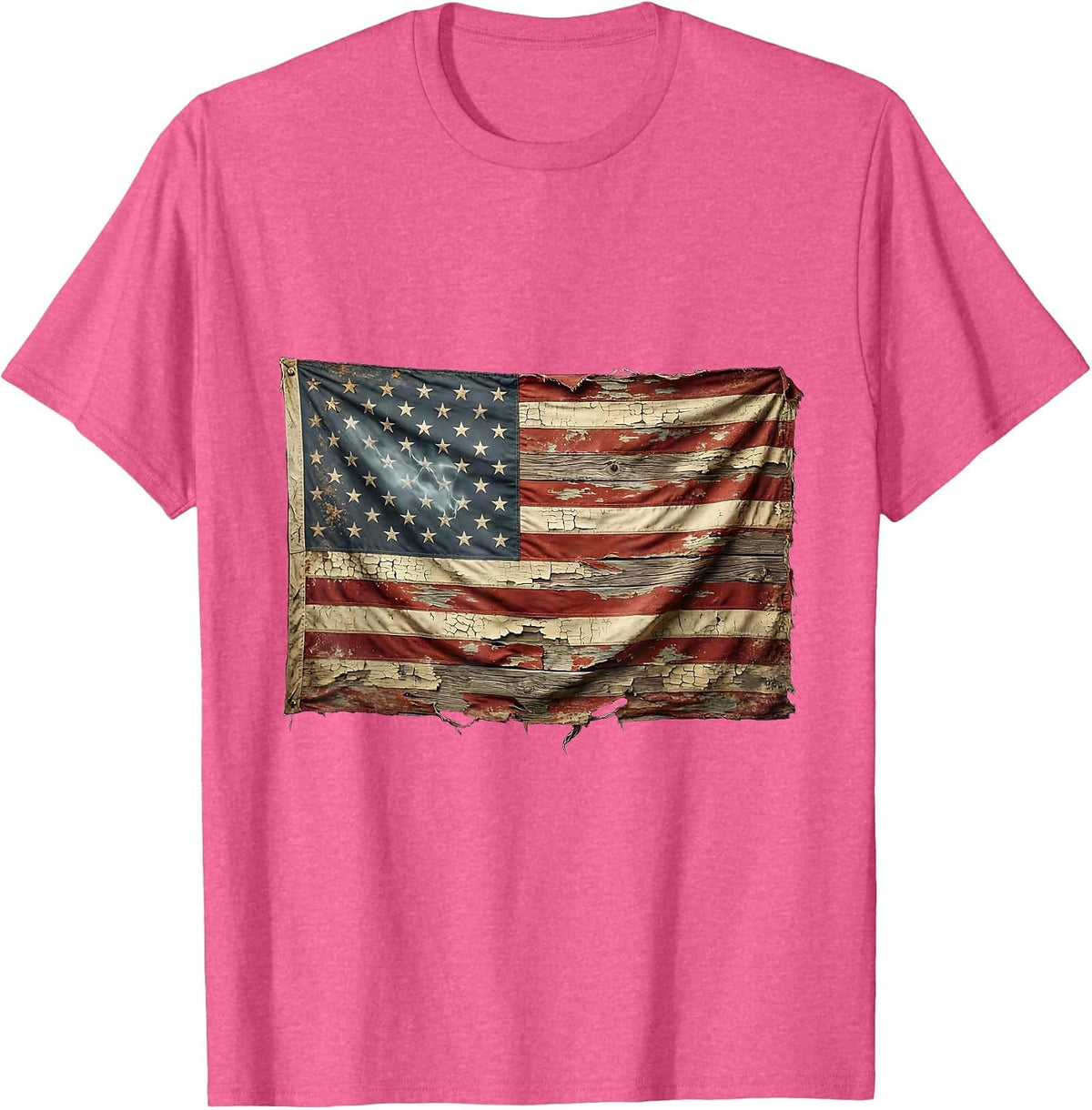 Patriotic Motorcycle Speeding Past Waving Flag T-Shirt - Pink Heather
