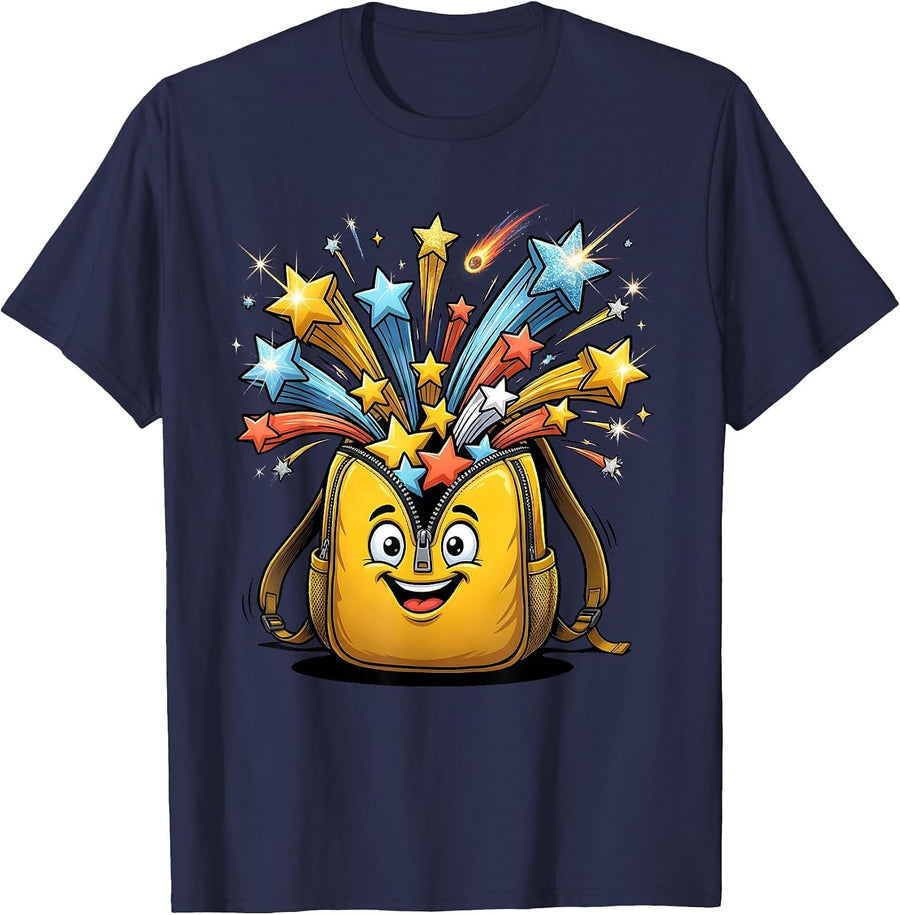 School Counselor Starlight Backpack Graphic T-Shirt - Navy Blue