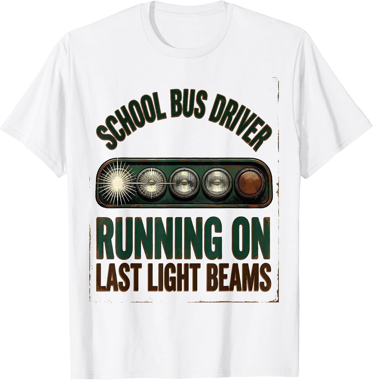 Men's School Bus Driver, Running On Last Light Beams Vintage T-Shirt - White