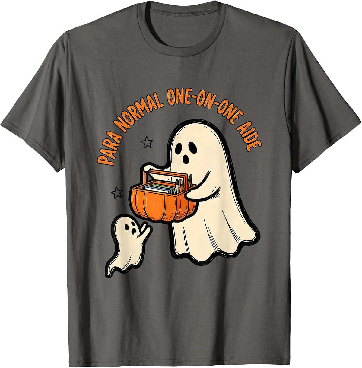 Para Normal One-on-One Aide Ghost Sped Teacher Halloween T-Shirt - Asphalt Grey