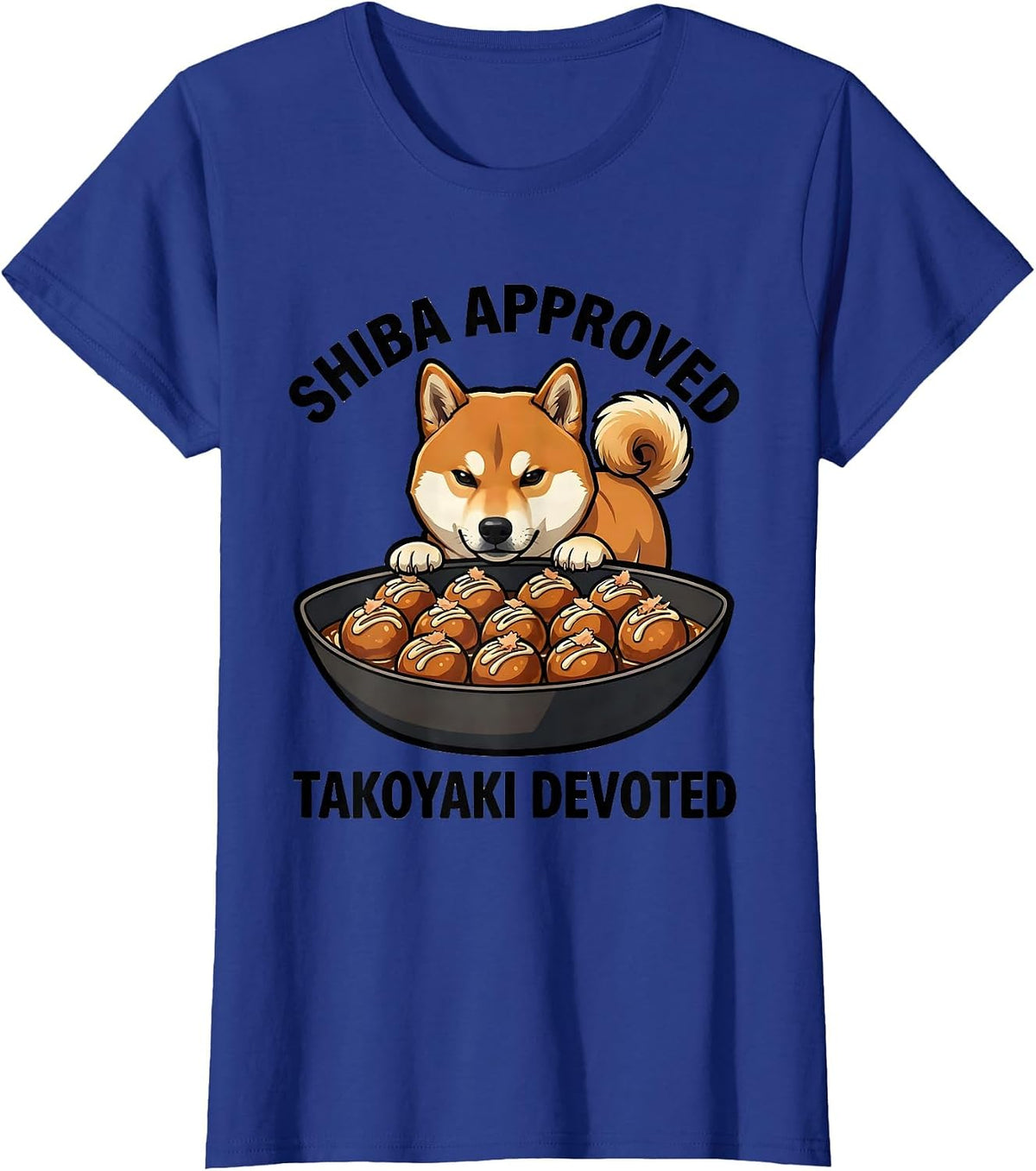 Women's Shiba Approved Takoyaki Devoted Cute Kawaii Dog Lover Gift T-Shirt - Royal Blue