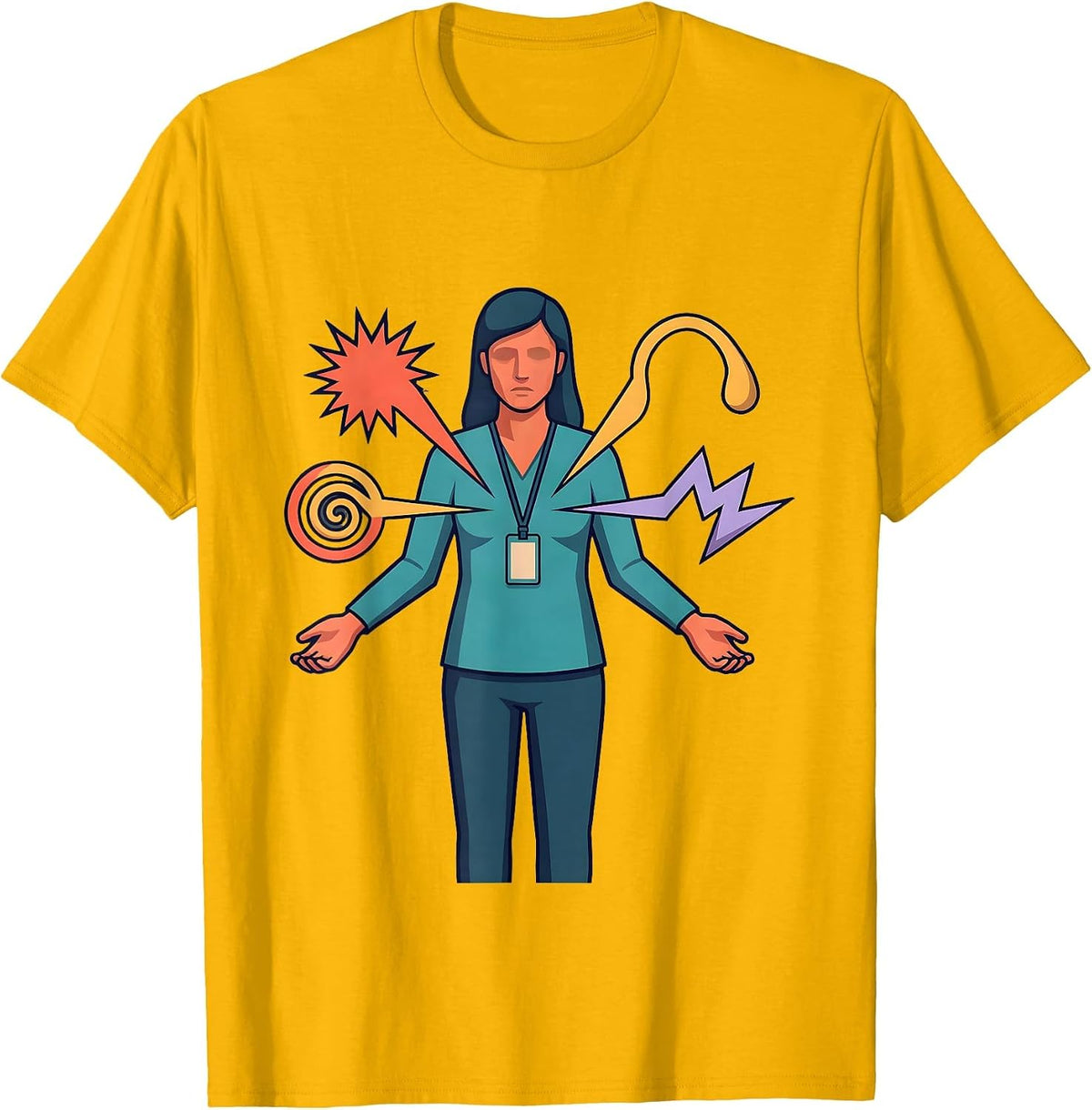 Men's Calm School Counselor Hub Pattern Appreciation Gift T-Shirt - Golden Yellow