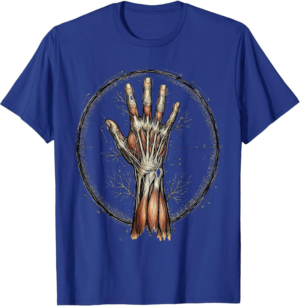Vintage Arm Tendon Anatomy Chart Physical Therapy T-Shirt - Royal Blue