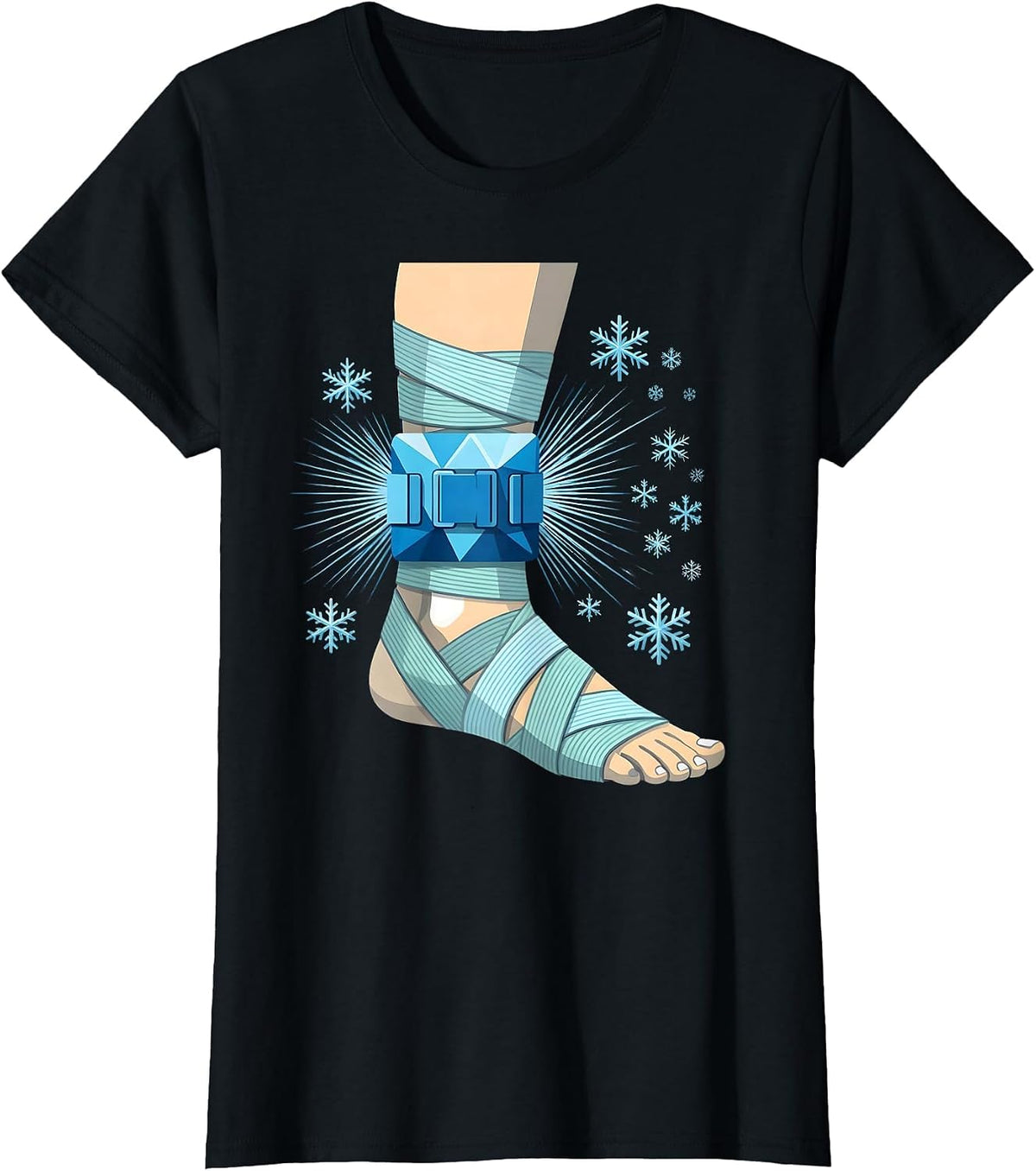Physical Therapy Iced Ankle Graphic Design T-Shirt - Black