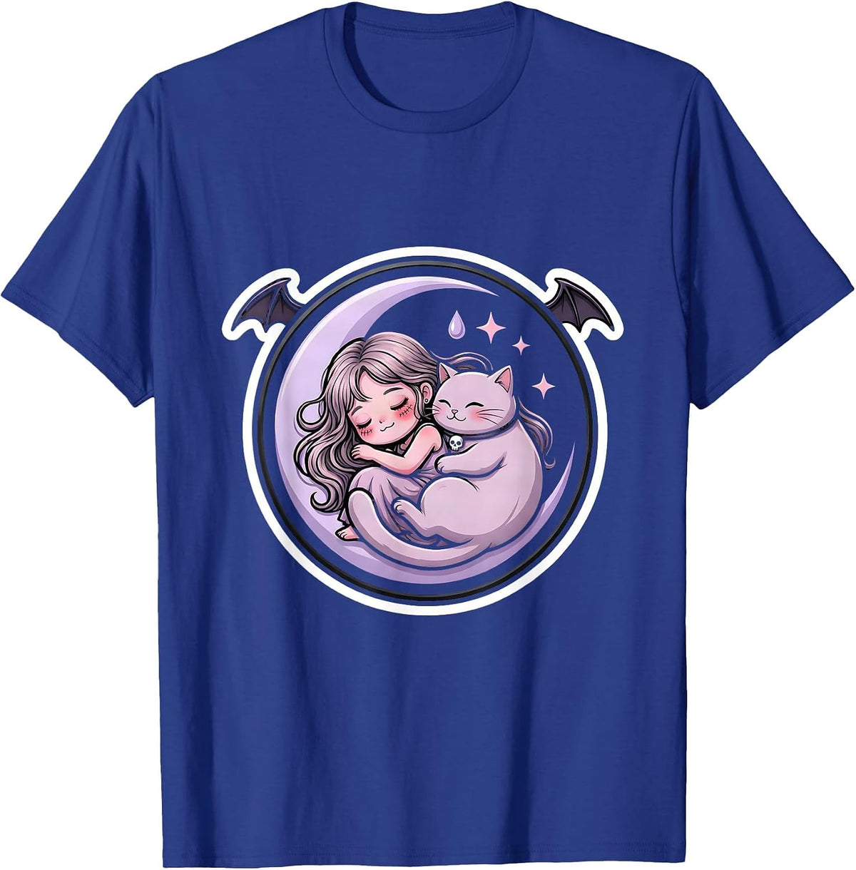 Autism Awareness Cat and Sleeping Figure Art T-Shirt - Royal Blue